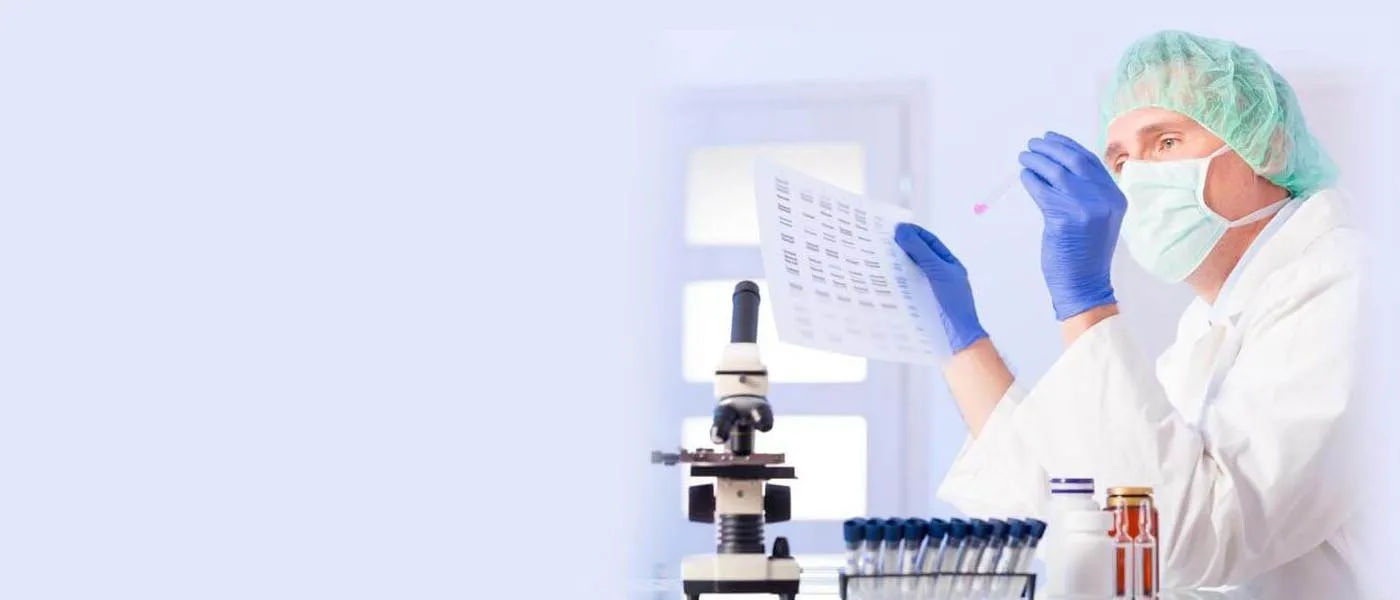 Medical lab researcher conducting stem cell testing in India